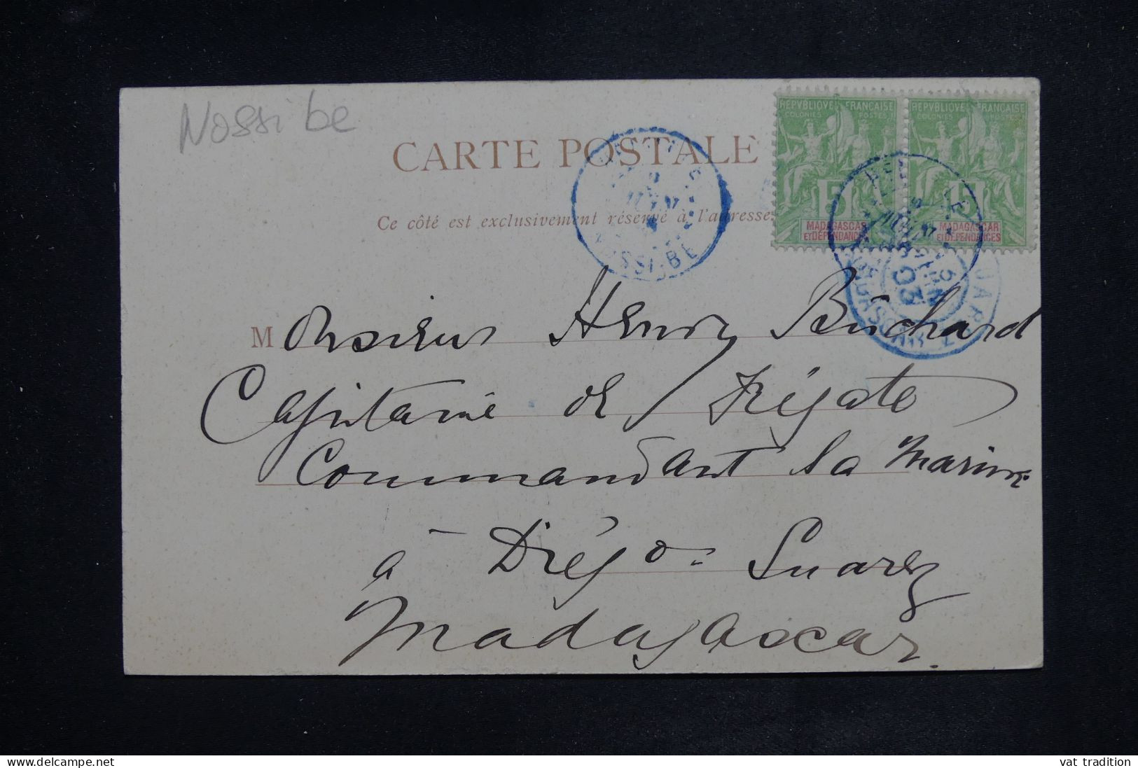 MADAGASCAR - Affranchissement Groupe De Nossi Bé Sur Carte Postale Pour Diego Suarez En 1903 - L 150980 - Brieven En Documenten