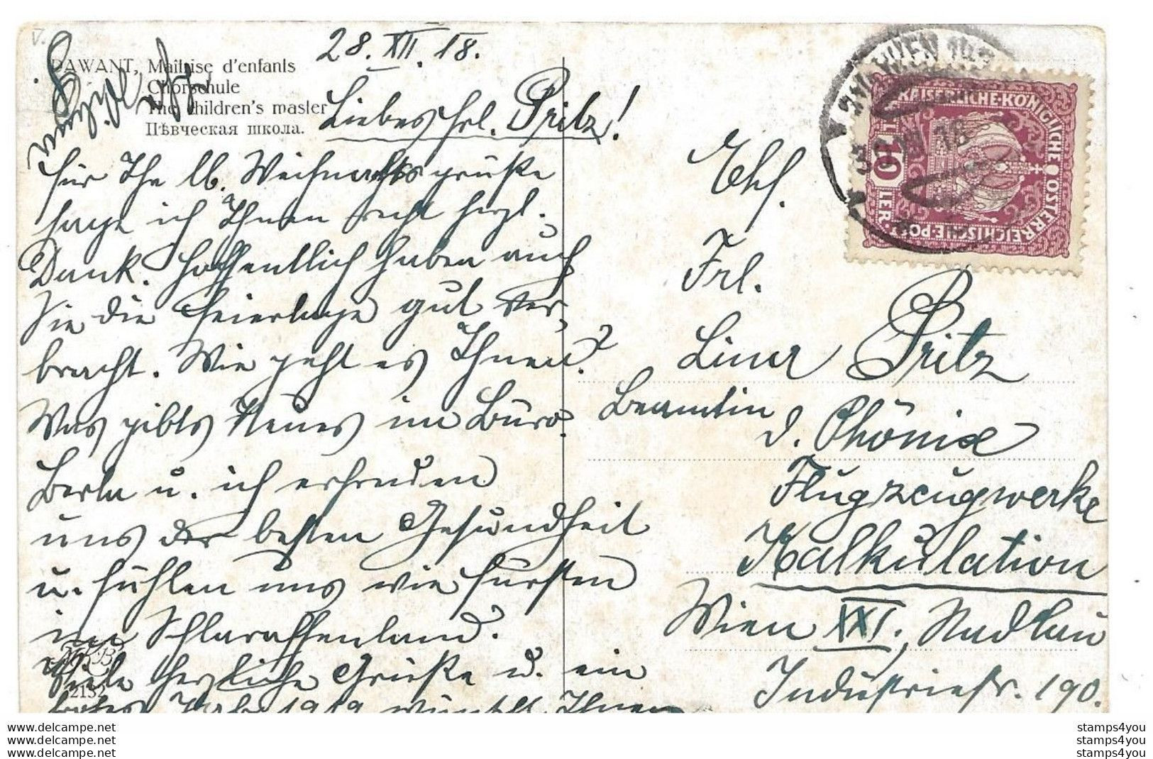 280 - 5 - Carte Envoyée à Wien 1918 - Lettres & Documents