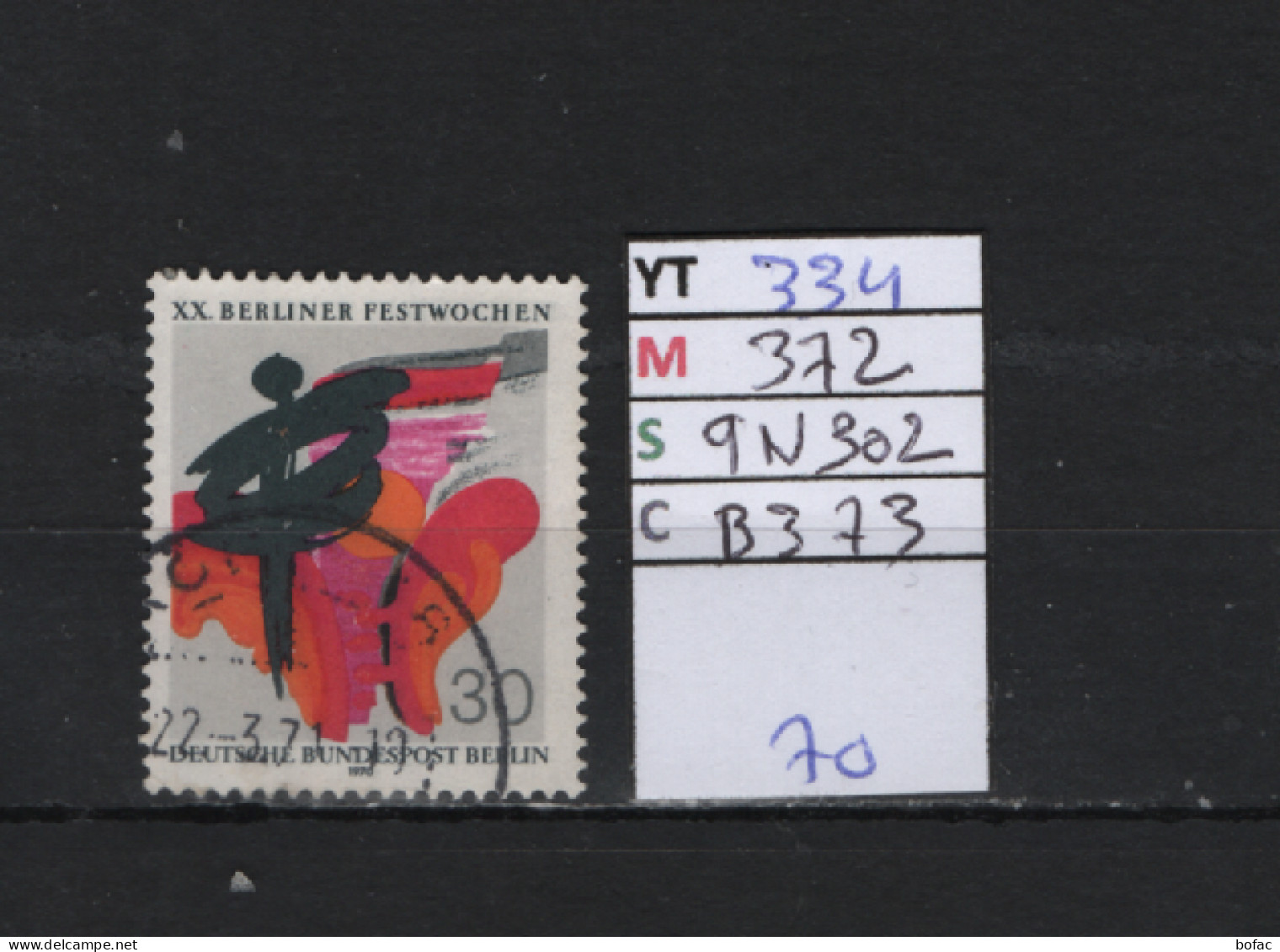 P. FIXE Obl 334 YT 372 MIC 9N302 SCO B373 GIB Semaine Des Festivités Berlinoises *Berlin* 75/03 - Used Stamps