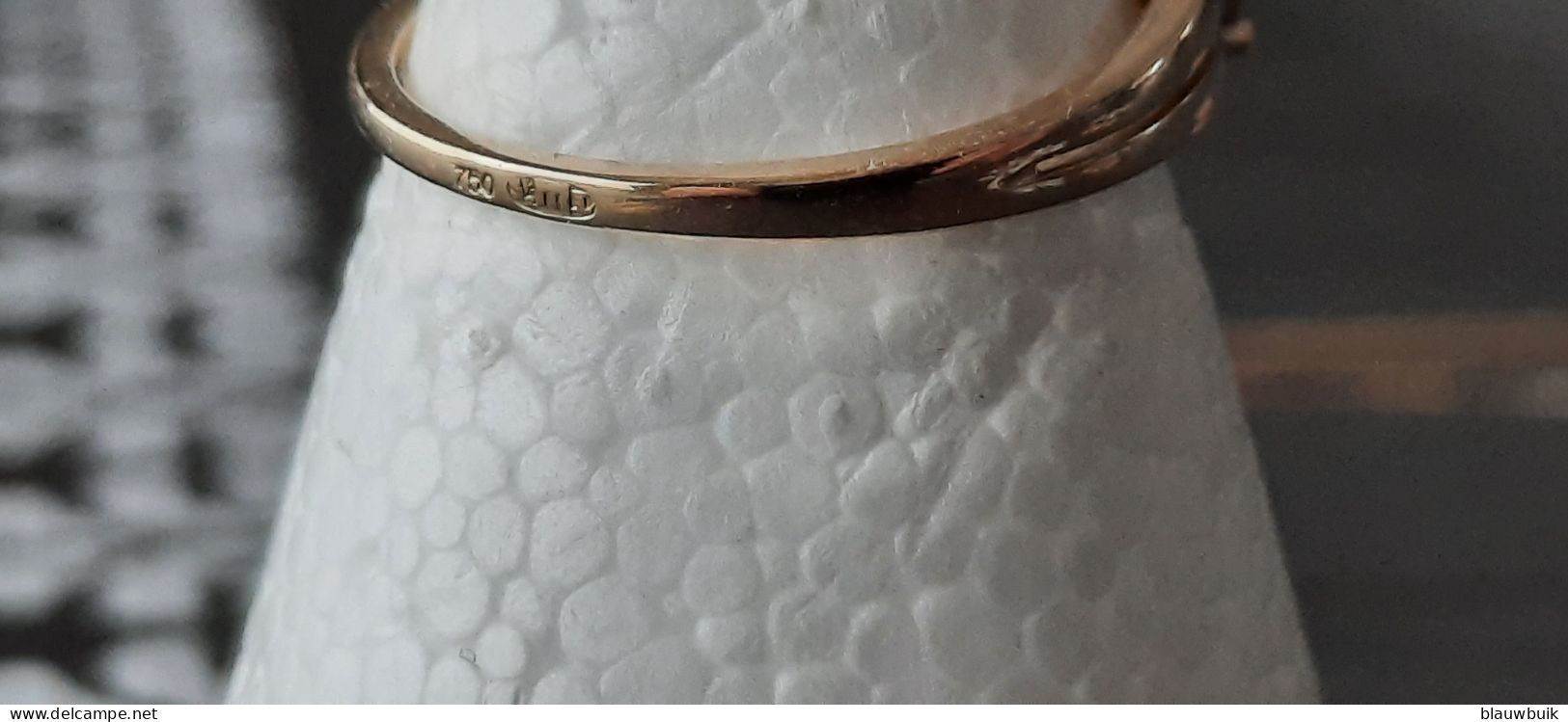 18 Karaat Geelgouden Ring Gemerkt .750 Met Diamant - Ringe