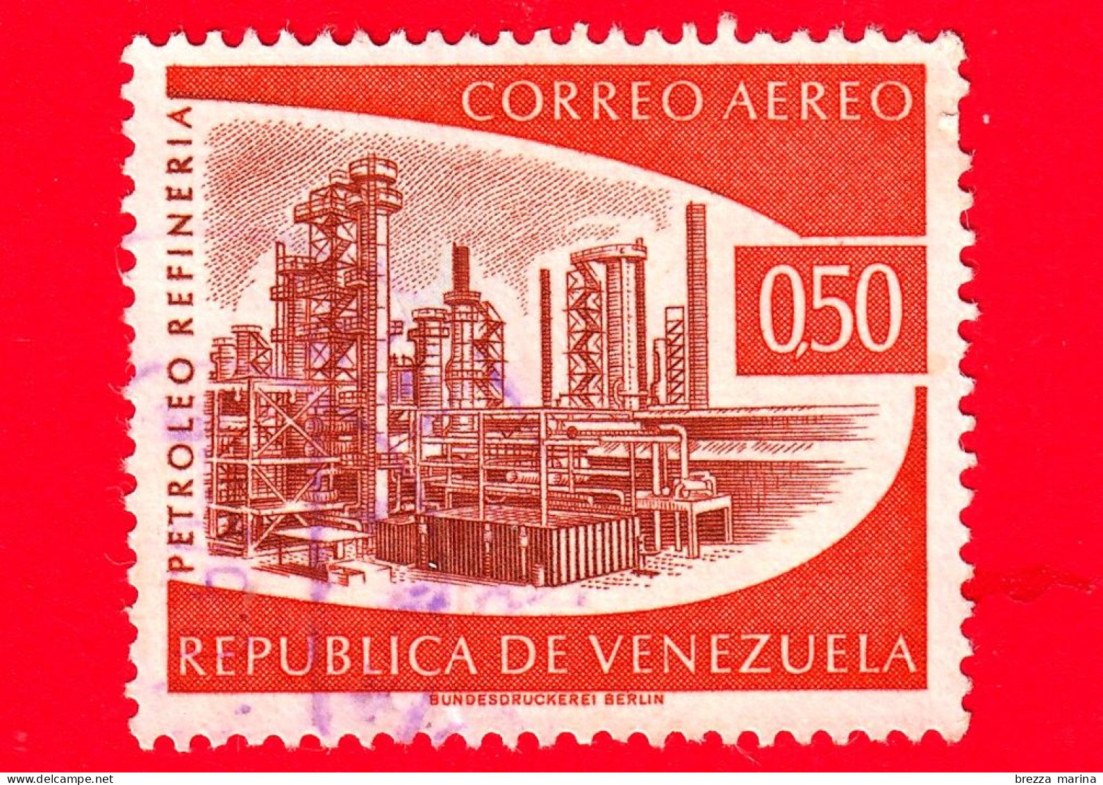 VENEZUELA - Usato - 1960 - Industria Petrolchimica - Petrolio - Raffineria - 0.50 - P. Aerea - Venezuela