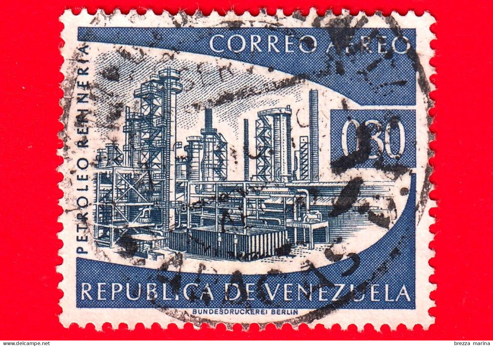VENEZUELA - Usato - 1960 - Industria Petrolchimica - Petrolio - Raffineria - 0.30 - P. Aerea - Venezuela