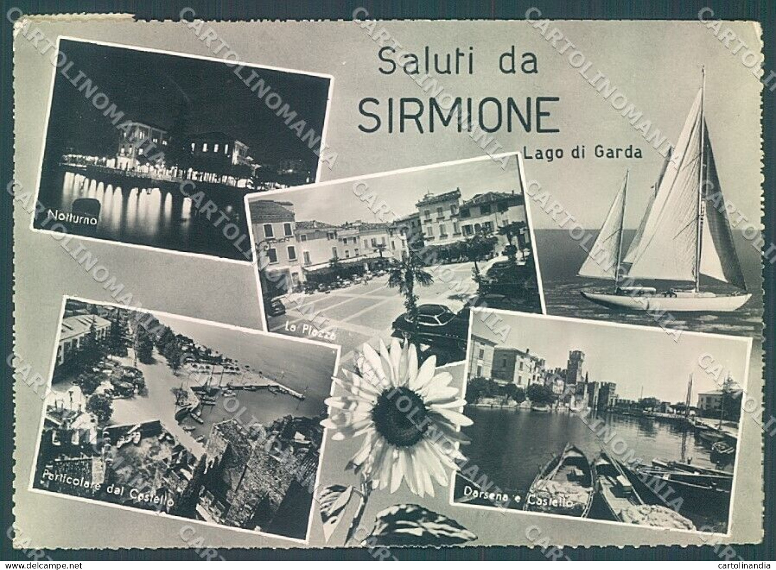 Brescia Sirmione Darsena Castello Saluti Da Foto FG Cartolina JK3387 - Brescia