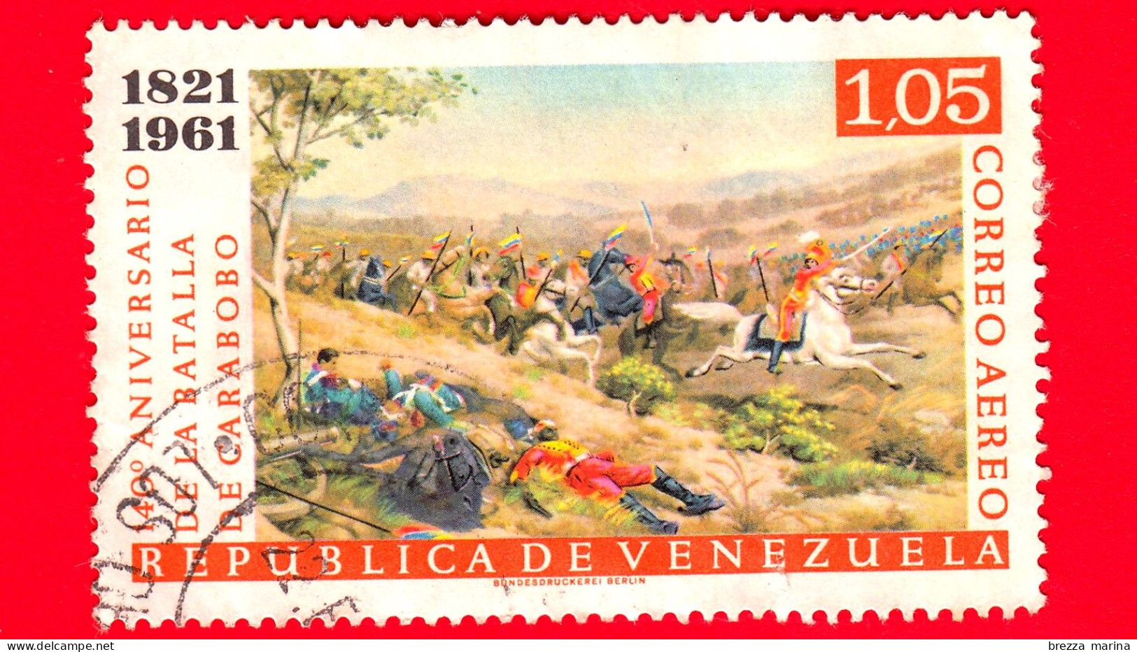 VENEZUELA - Usato - 1961 - 140 Anni Della Battaglia Di Carabobo - Carica Della Cavalleria - 1.05 - Venezuela