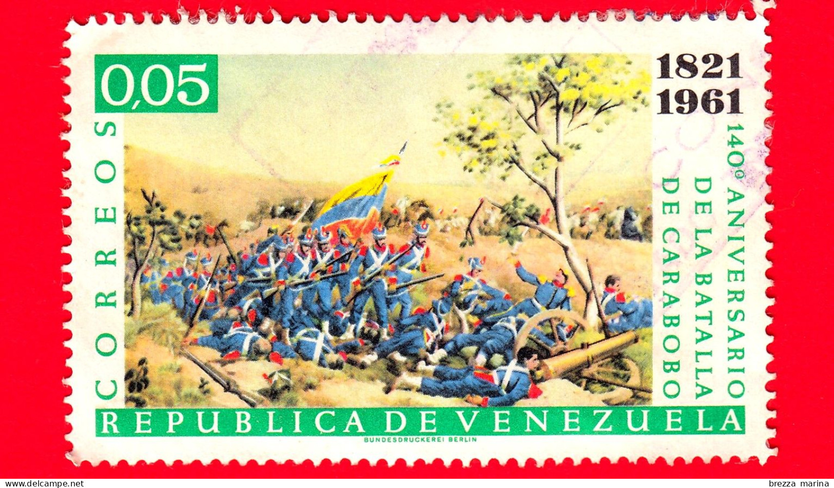 VENEZUELA - Usato - 1961 - 140 Anni Della Battaglia Di Carabobo - Scena - 0.05 - Venezuela