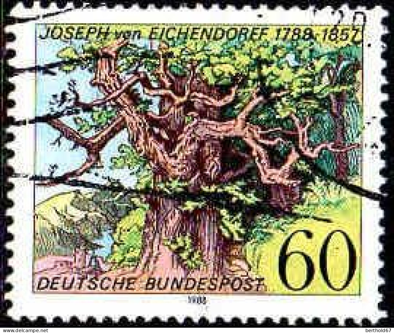 RFA Poste Obl Yv:1188 Mi:1356 Joseph Von Eichendorff Poète (Obli. Ordinaire) (Thème) - Trees