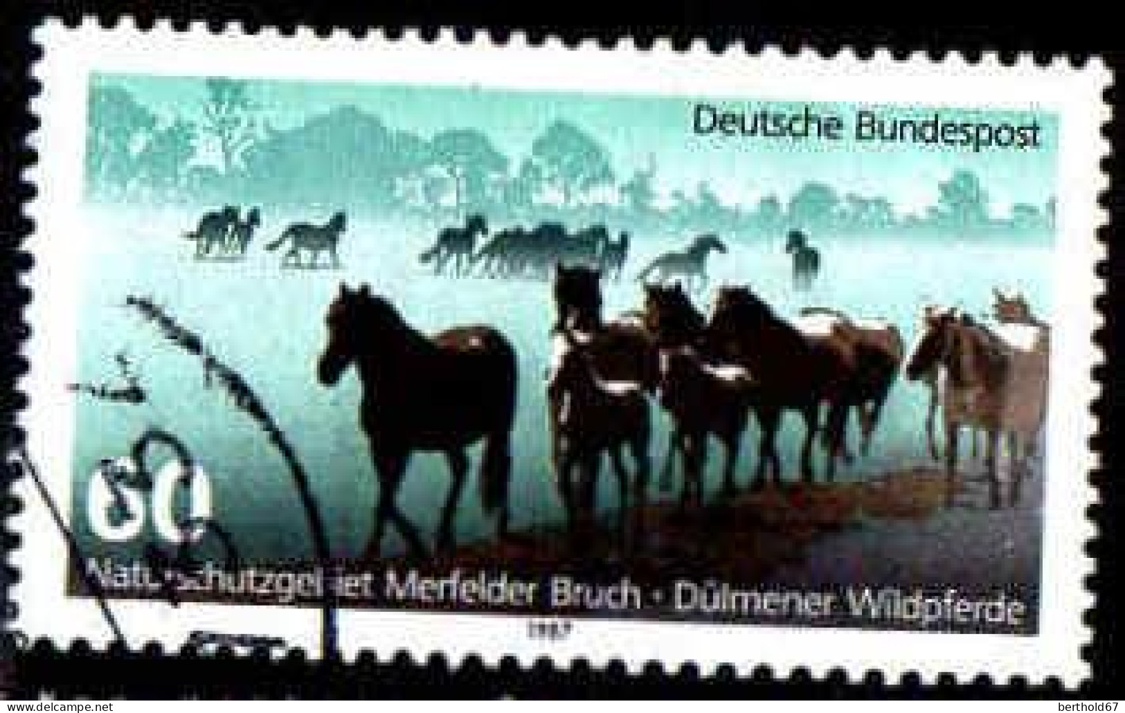 RFA Poste Obl Yv:1160 Mi:1328 Naturschutzgebiet Merfelder Bruch (cachet Rond) (Thème) - Horses