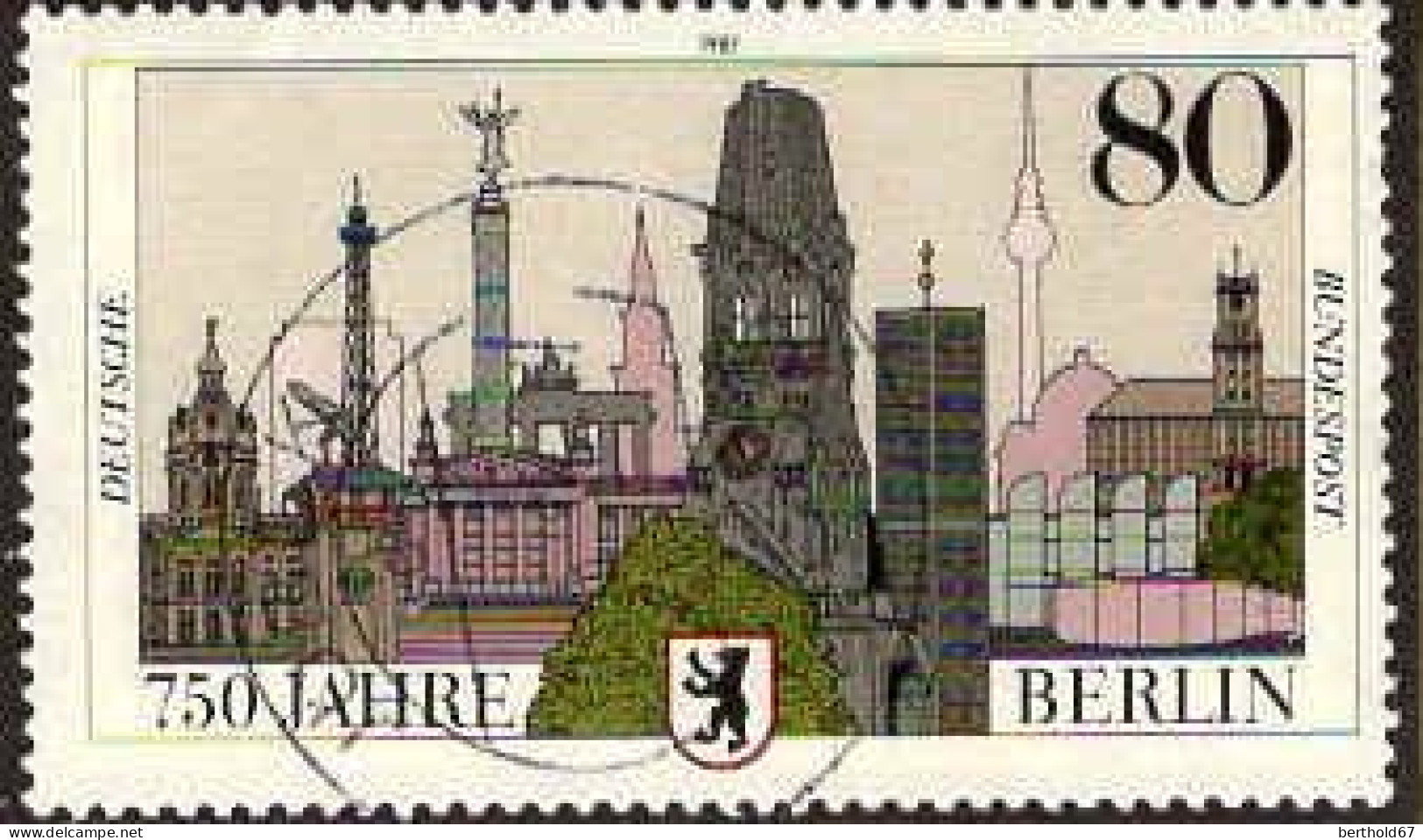 RFA Poste Obl Yv:1138 Mi:1306 750 Jahre Berlin (Beau Cachet Rond) (Thème) - Eglises Et Cathédrales
