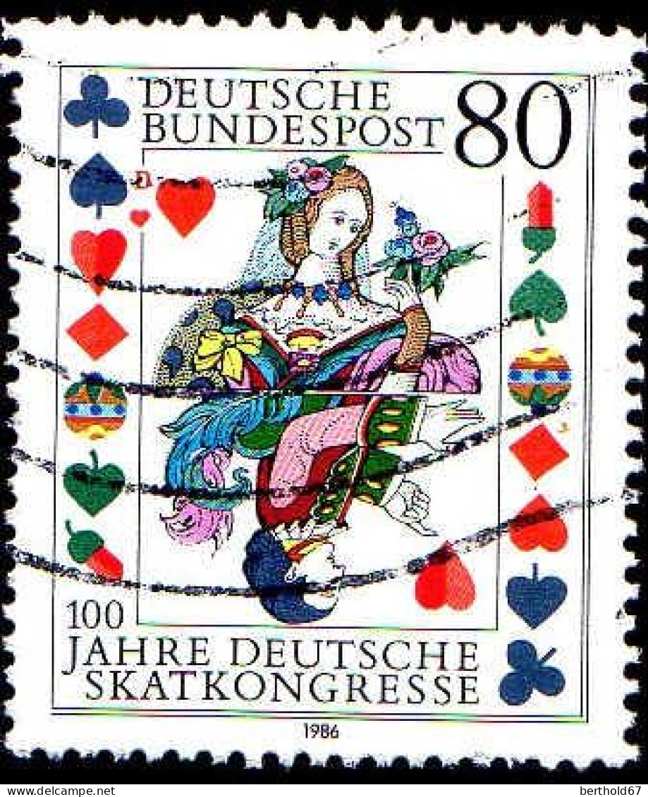 RFA Poste Obl Yv:1125 Mi:1293 Deutsche Skatkongresse Dame De Coeur (Lign.Ondulées) (Thème) - Ohne Zuordnung