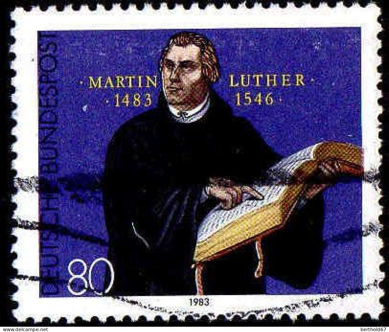 RFA Poste Obl Yv:1025 Mi:1193 Martin Luther Reformateur (Lign.Ondulées) (Thème) - Cristianismo