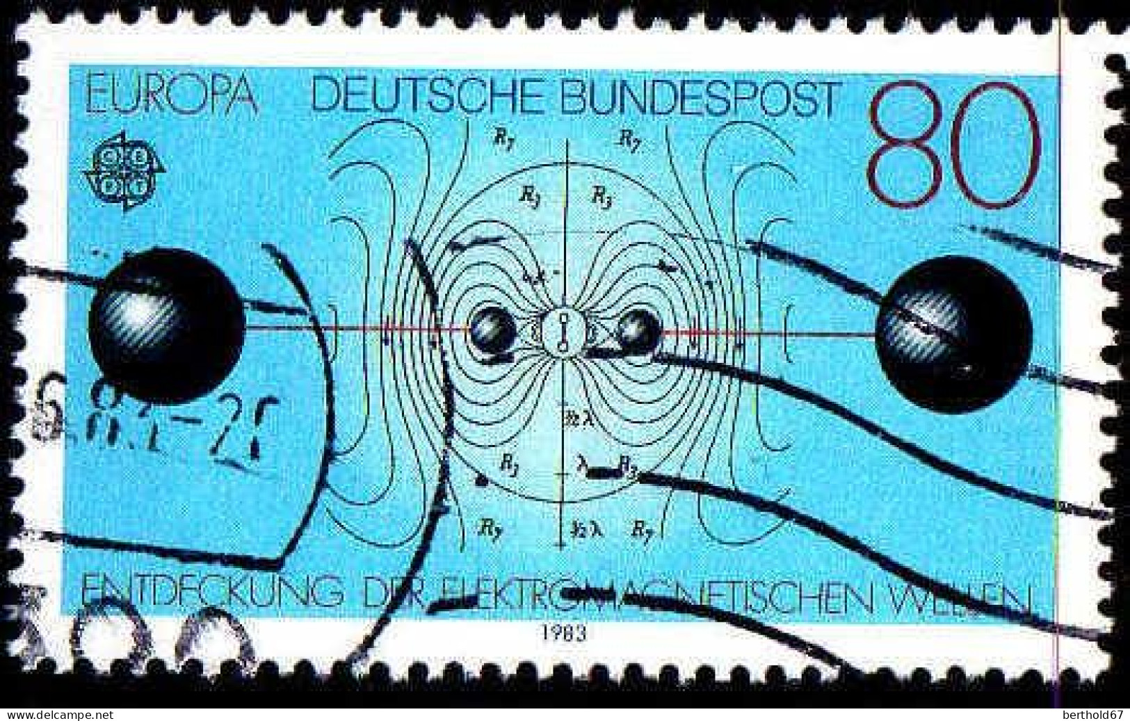 RFA Poste Obl Yv:1008 Mi:1176 Entdeckung Der Elektromagnetischen Wellen (cachet Rond) (Thème) - Physique