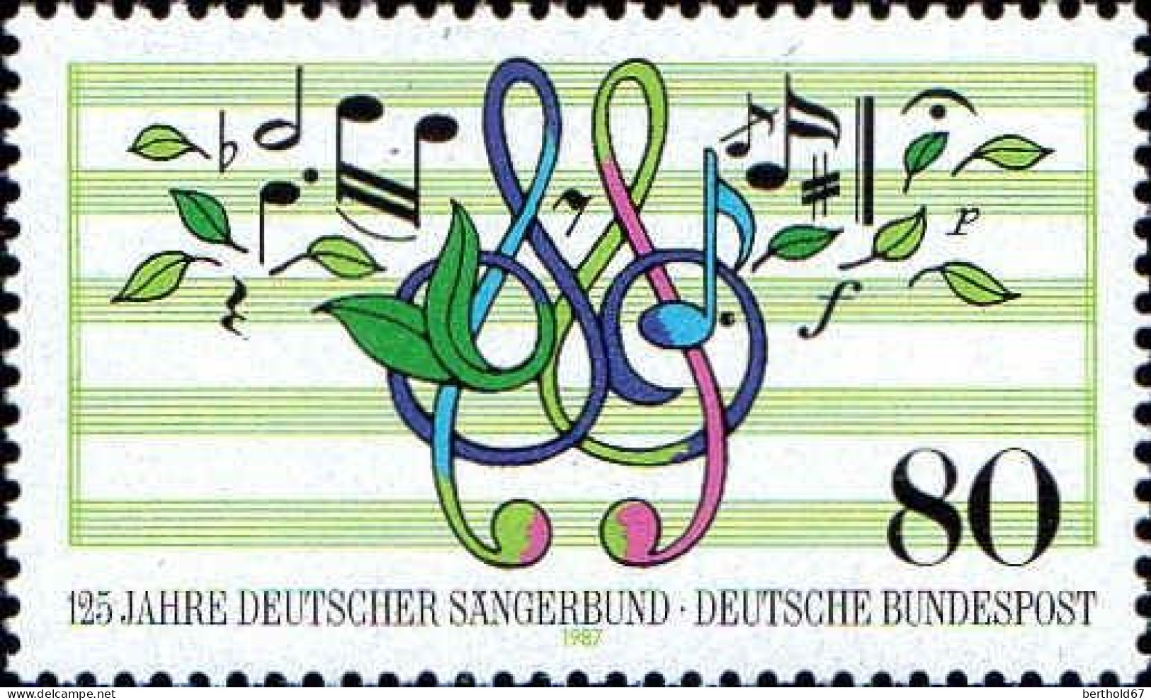 RFA Poste N** Yv:1151 Mi:1319 Deutscher Sängerbund (Thème) - Muziek