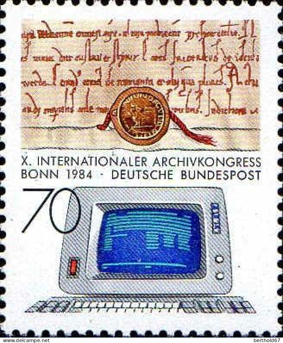 RFA Poste N** Yv:1053 Mi:1224 10.Internationaler Archivenkongress Bonn (Thème) - Computers