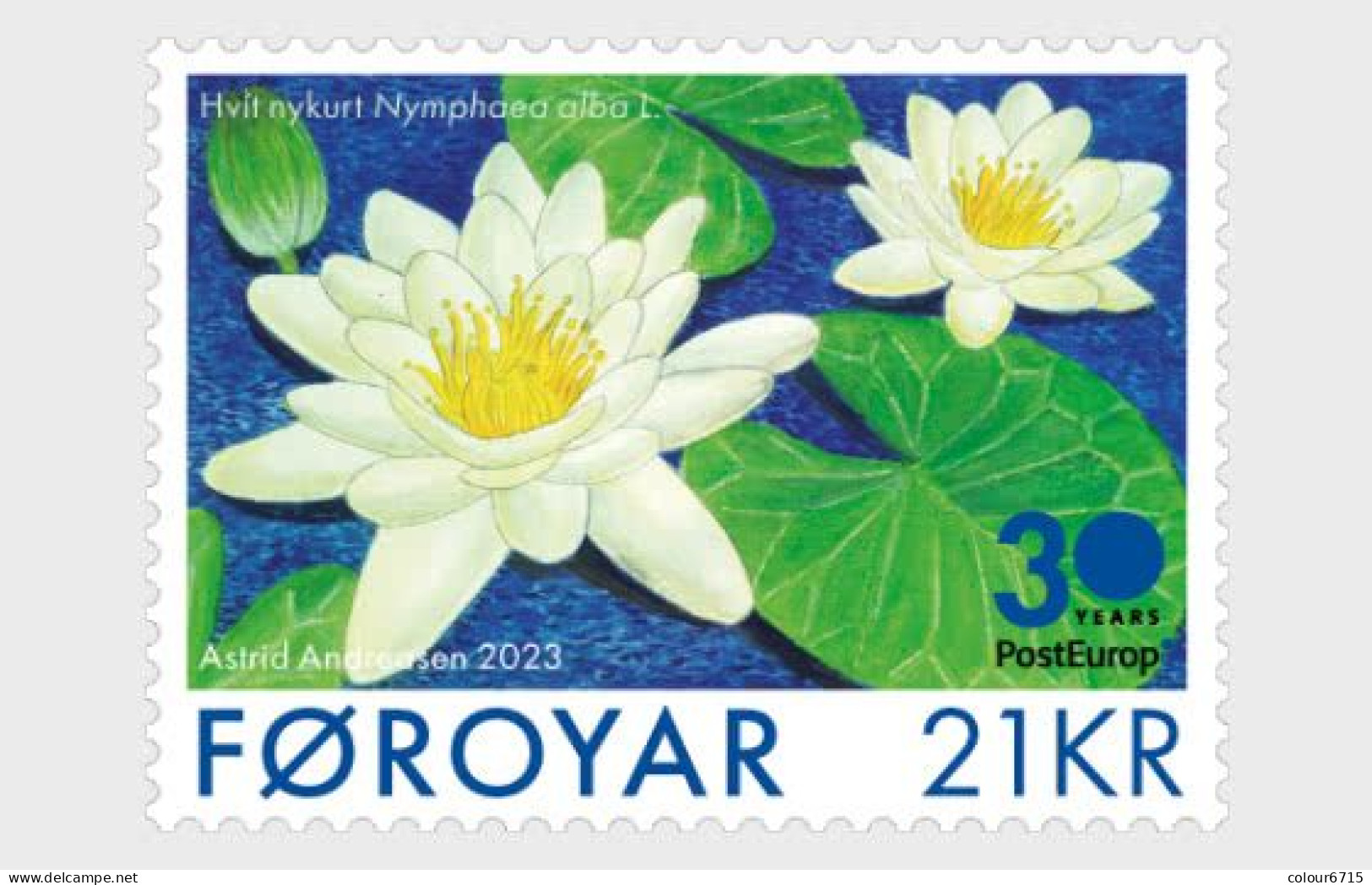 Faroe Islands 2023 White Water Lily Stamp 1v MNH - Färöer Inseln