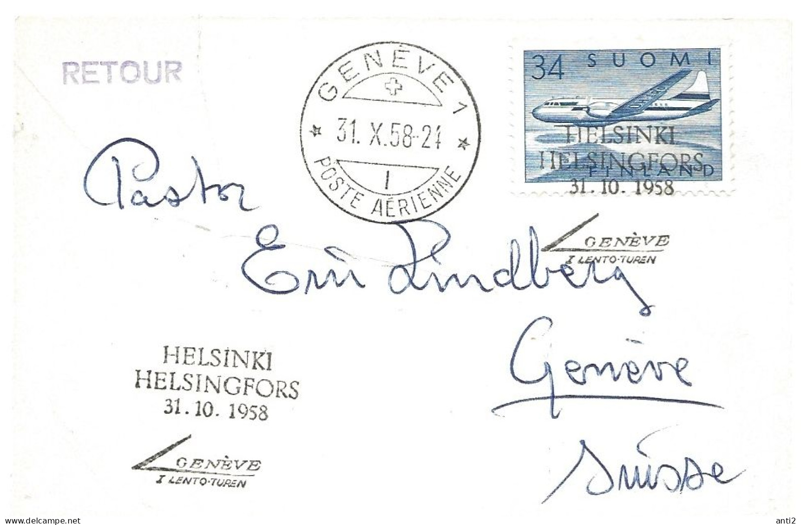 Finland   1958 Convair 440 Airplane Over The Inland Seascape, Mi 498    FDC - Brieven En Documenten