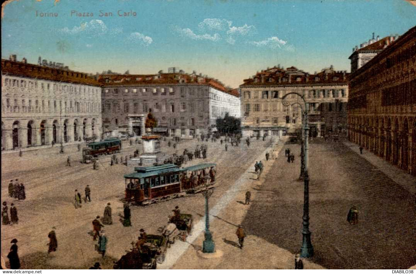 TORINO   ( ITALIE )       PIAZZA SAN CARLO_ PIEMONTE   ( ANGLES USES ) - Orte & Plätze