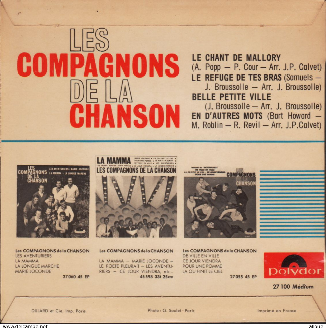 LES COMPAGNONS DE LA CHANSON - FR EP LE CHANT DE MALLORY + 3 EUROVISION 64 - Sonstige - Franz. Chansons