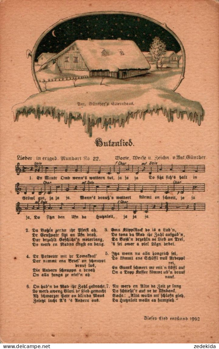 B5238 - Hutznlied Liedkarte Anton Günther - Verlag Friedrich Hofmeister - Música