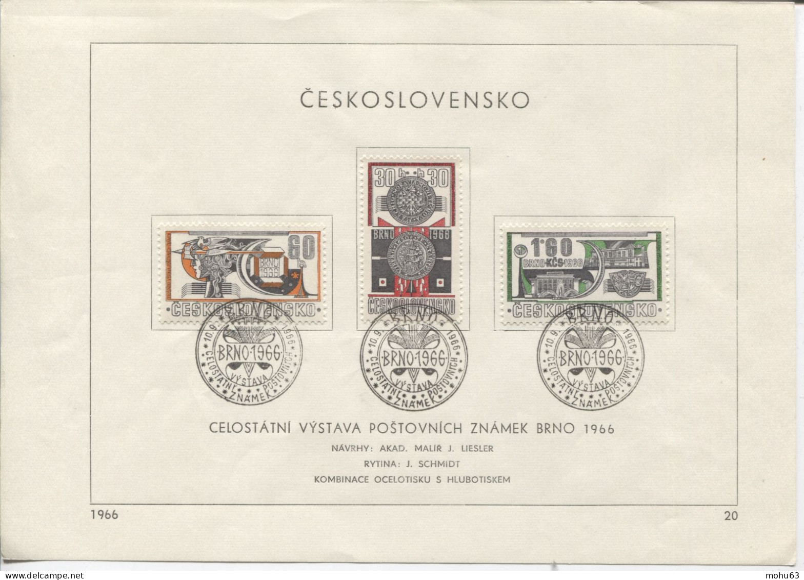 Tschechoslowakei # 1647-9 Ersttagsblatt Briefmarkenausstellung BRNO 1968 Silbertaler - Brieven En Documenten