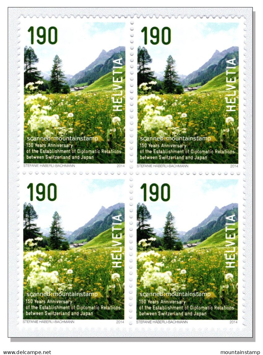Switzerland 2014 Joint Issue Switzerland Japan Mountains Mountain Montagnes Mount Ot MNH ** Block 4 - Unused Stamps