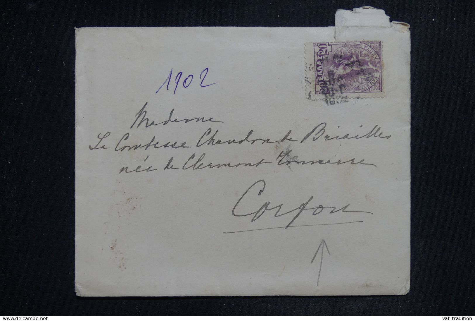 GRECE - Enveloppe  Pour Une Comtesse à Corfou En 1902 -  L 150993 - Briefe U. Dokumente