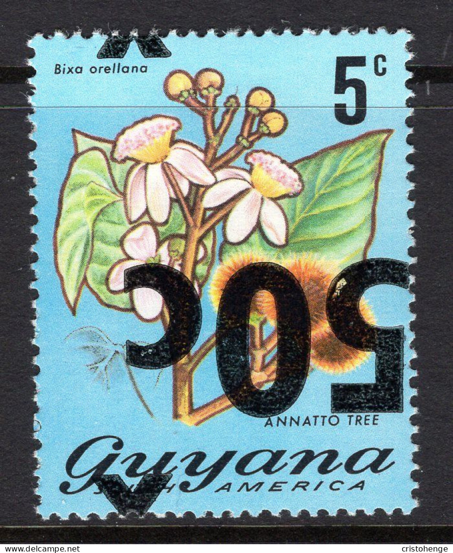Guyana 1981 Surcharge - 50c On 5c Flower - ERROR Overprint Inverted HM (SG 794a) - Guyane (1966-...)