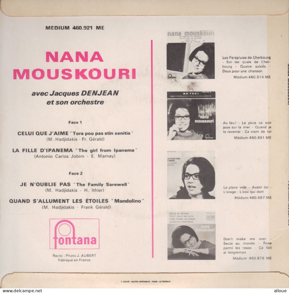 NANA MOUSKOURI + CELUI QUE J'AIME + 3 - Sonstige - Franz. Chansons