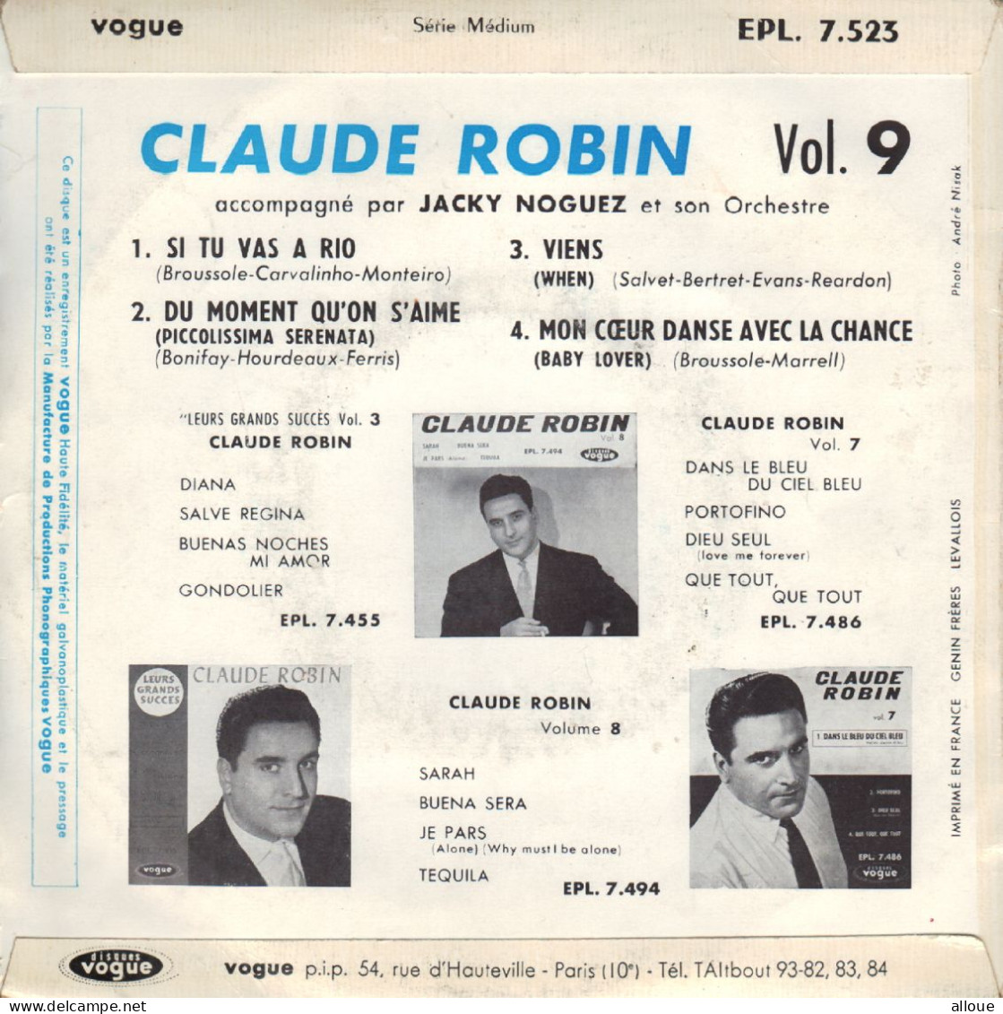 CLAUDE ROBIN FR EP SI TU VAS A RIO + 3 - Sonstige - Franz. Chansons