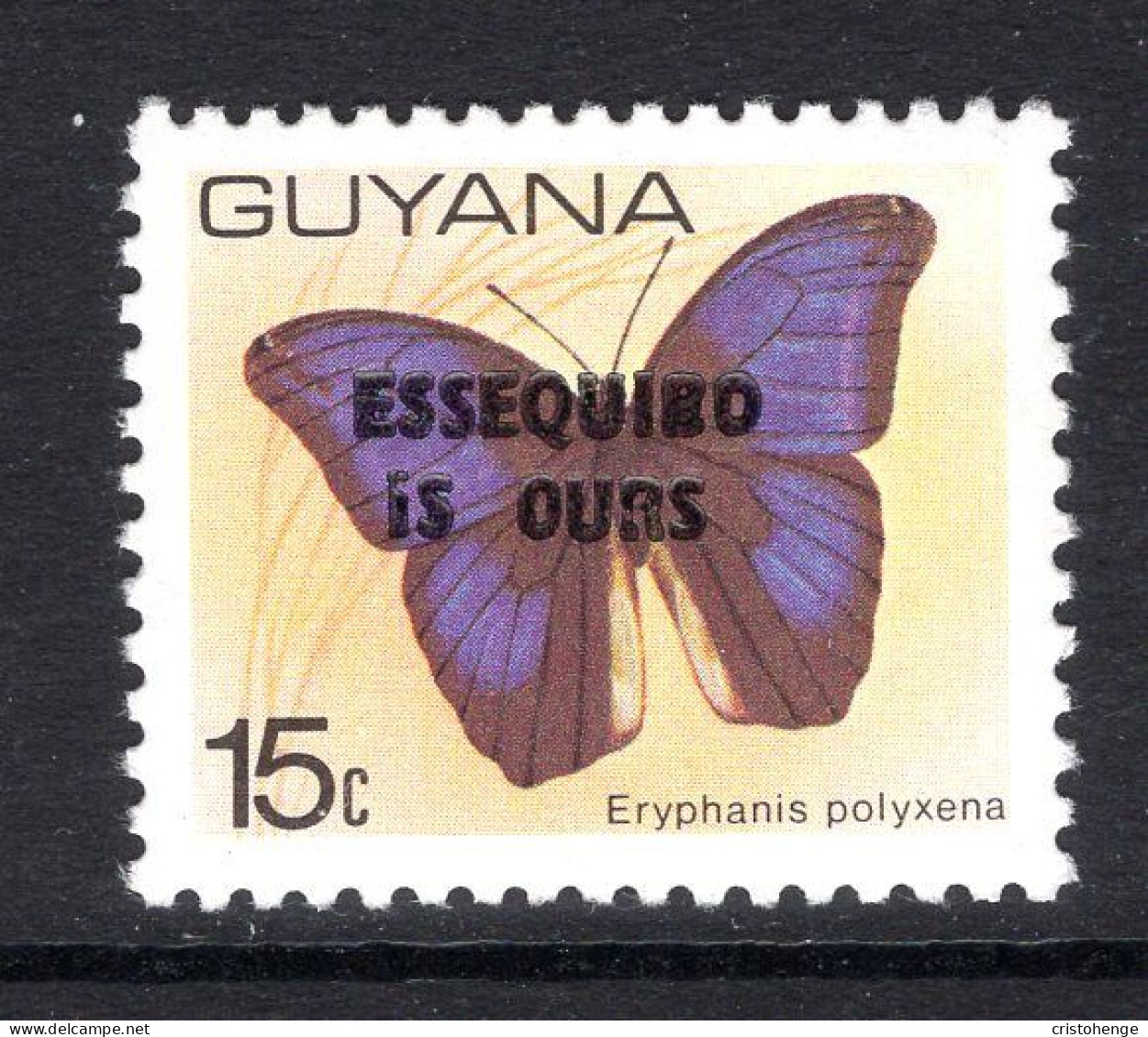 Guyana 1981 ESSEQUIBO IS OURS On 15c Butterfly - Type I - HM (SG 808) - Guyana (1966-...)