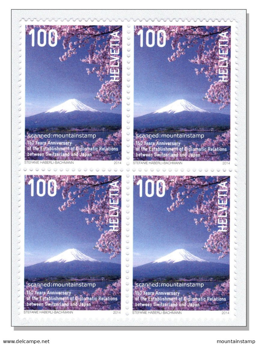 Switzerland 2014 Joint Issue Switzerland Japan Mountain Volcano Mount Fuji MNH ** Block 4 - Nuovi