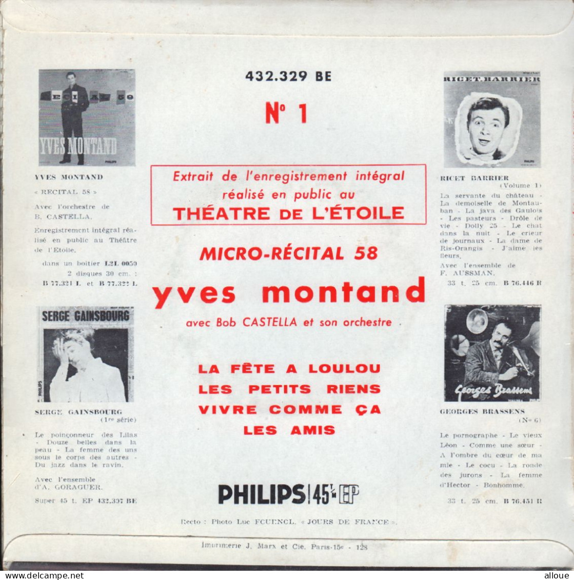 YVES MONTAND - FR EP MICRO RECITAL 58 - LA FETE A LOULOU + 3 - Sonstige - Franz. Chansons