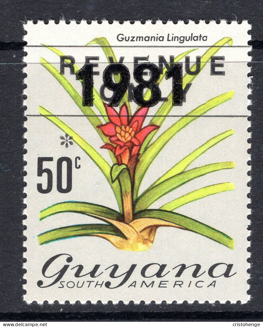 Guyana 1981 Date Overprint - 50c Flower Revenue HM (SG 817) - Guyane (1966-...)