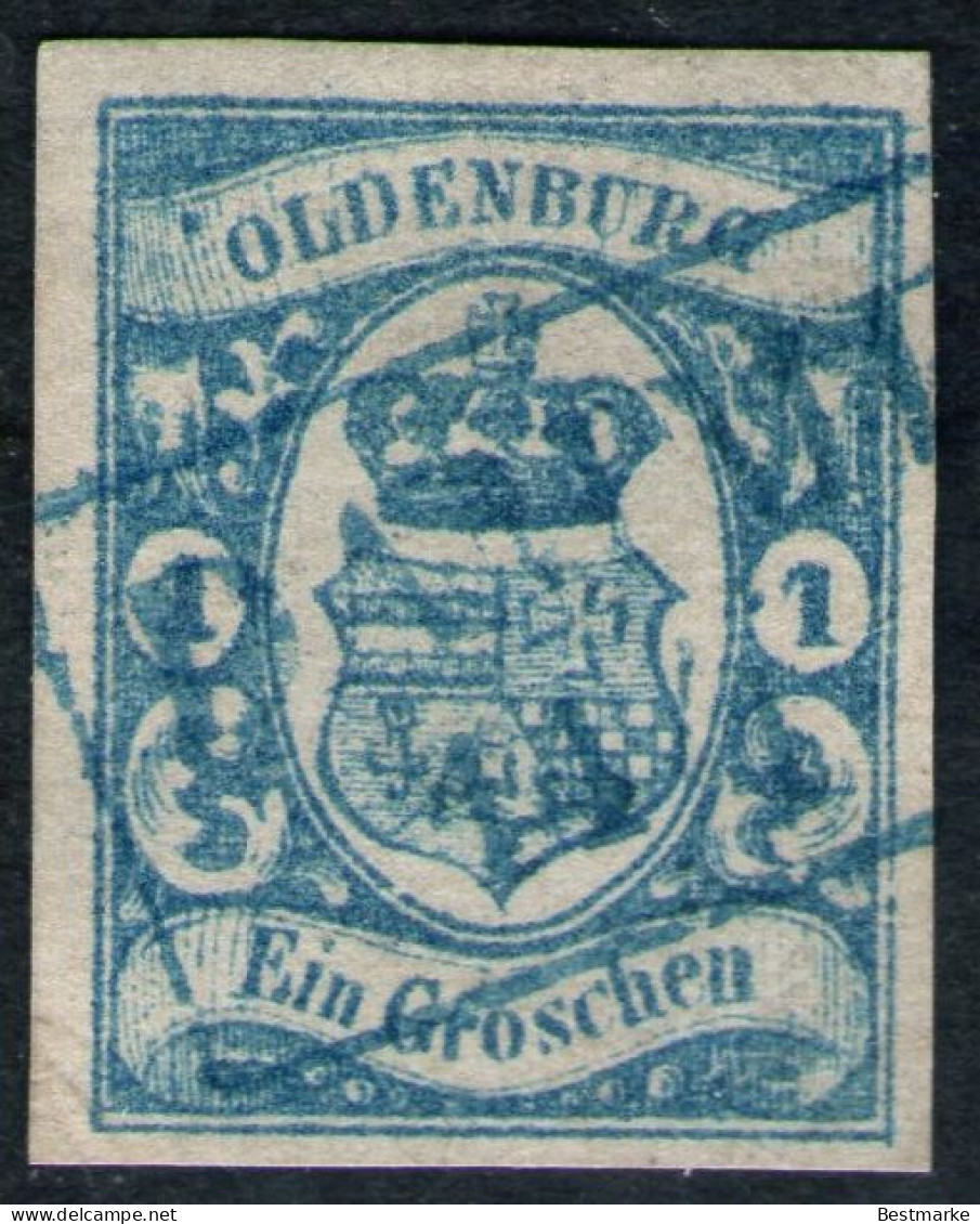 DAMME 11/1 Auf 1 Groschen Blau - Oldenburg Nr. 12 A Mit DZ/Abart - Oldenburg