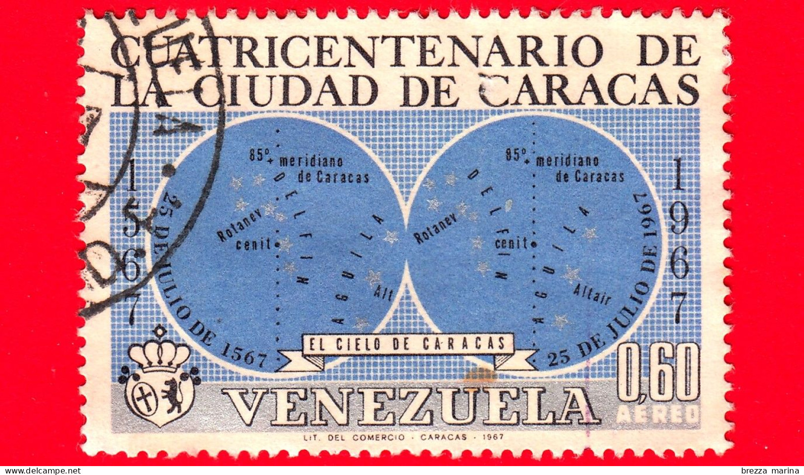 VENEZUELA - Usato - 1967 - 400° Anniversario Di Caracas - 1° Emissione - Costellazioni Su Caracas - 0.60 - P. Aerea - Venezuela