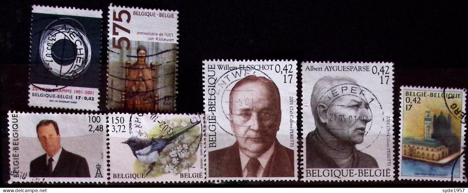 Belgique 2001 7 Timbres Oblitérés, Liste COB Ci-dessous - Used Stamps