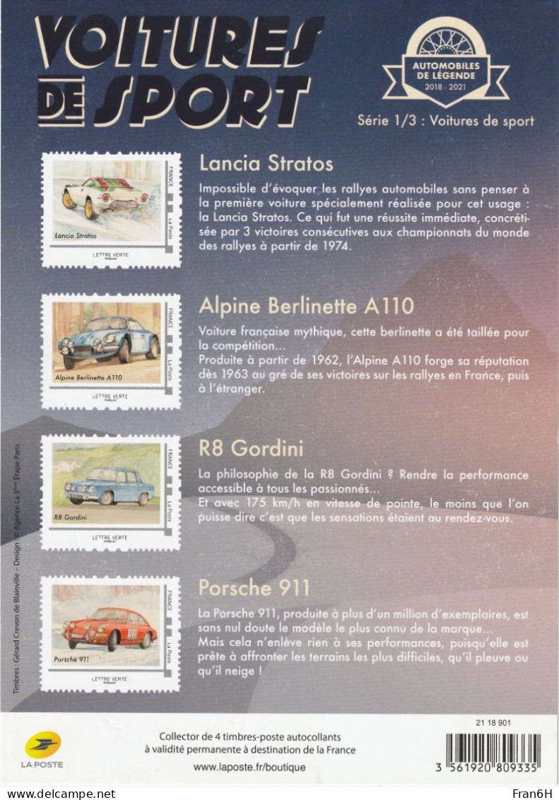 Voitures De Sport - Neuf - 4 Timbres VP - Autoadhesif - Autocollant - Collector - Collectors