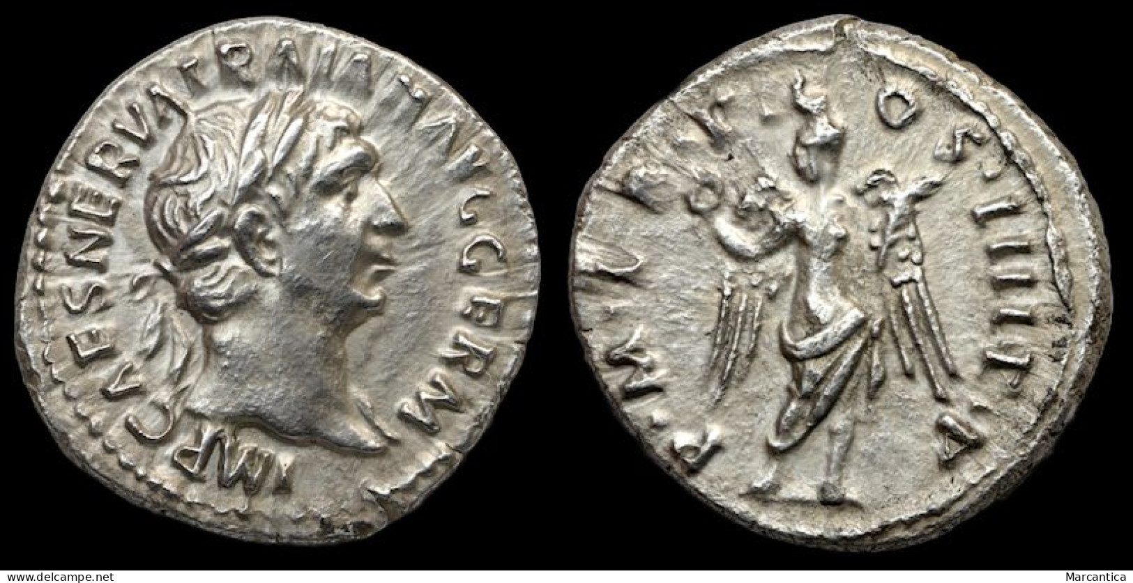 Roman Imperial Trajan, 98-117. Denarius Rome - The Anthonines (96 AD Tot 192 AD)