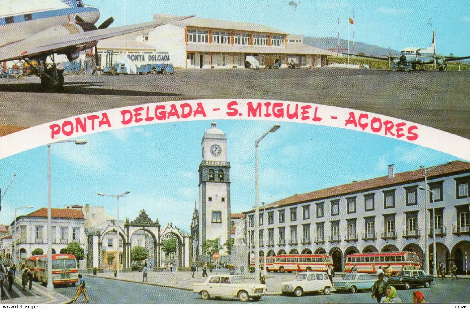 (Portugal) PONTA DELGADA S MIGUEL Aéroporto Aéroport  Avion Bus Car Autocar 404  R4 4L NSU - Açores