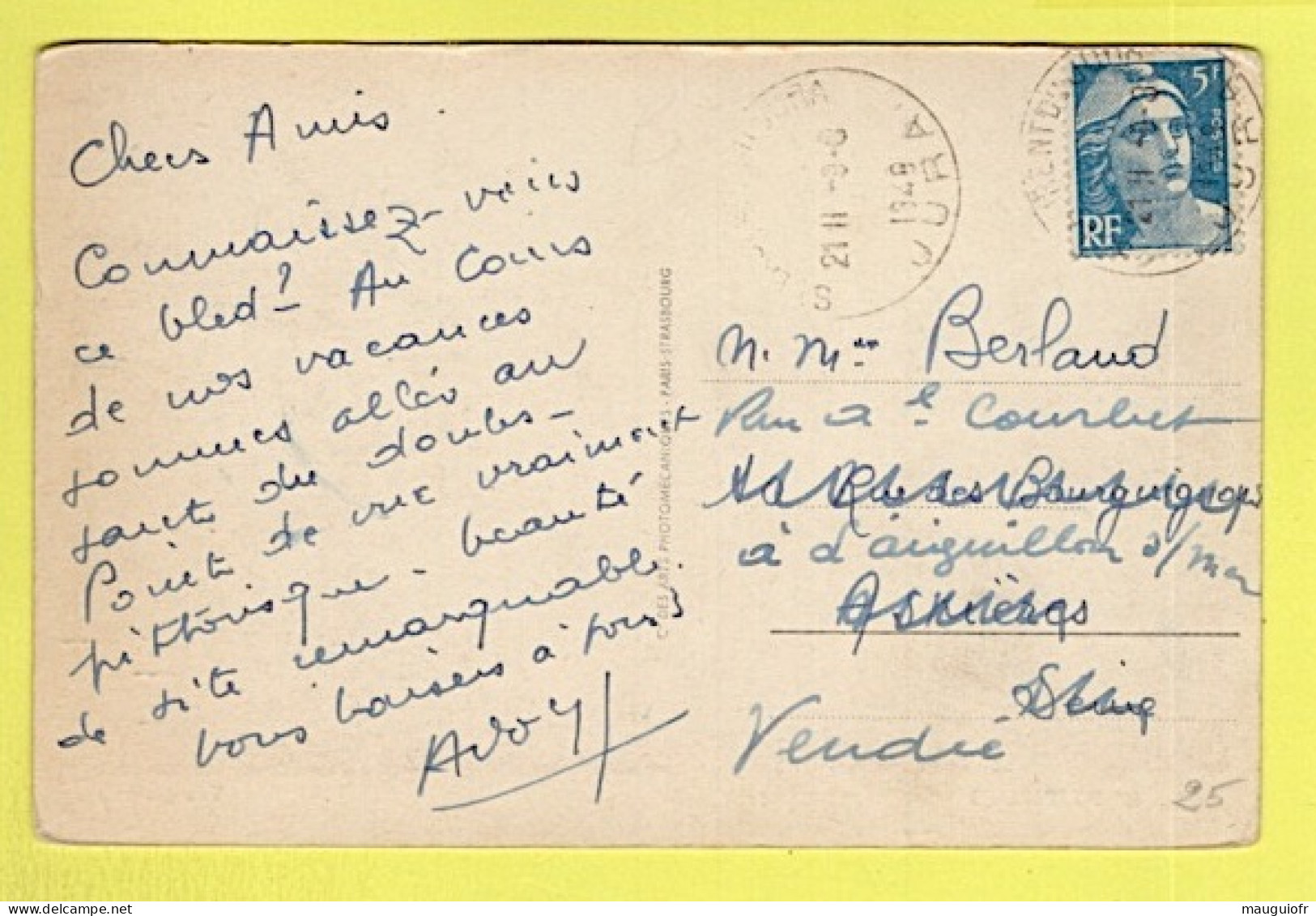 25 DOUBS / PONTARLIER / VUE GENERALE / 1949 - Pontarlier