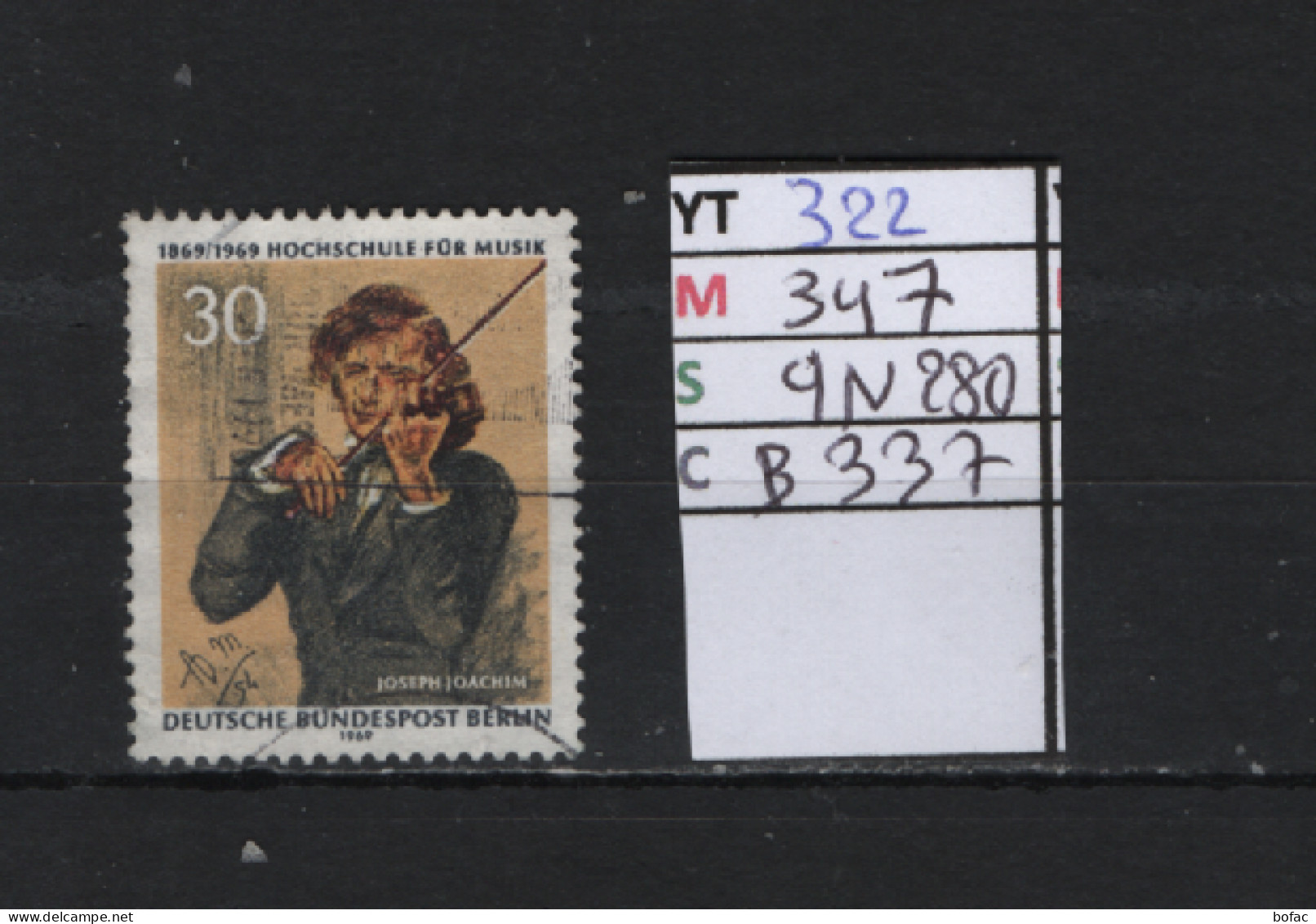 P. FIXE Obl 322 YT 347 MIC 9N280 SCO B337 GIB Joseph Joackim 1969 *Berlin* 75/02 - Gebruikt