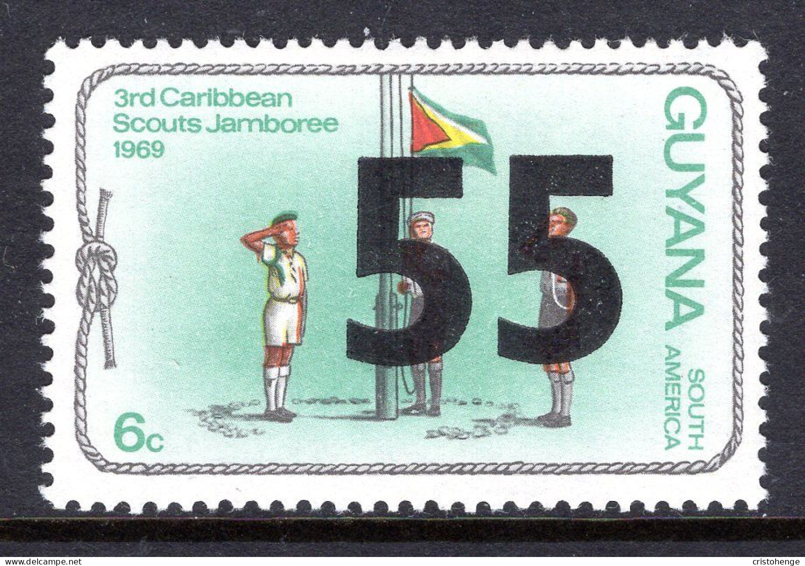 Guyana 1981 Surcharges - 55c On 6c Scout Jamboree - Large O/P - HM (SG 825) - Guyane (1966-...)