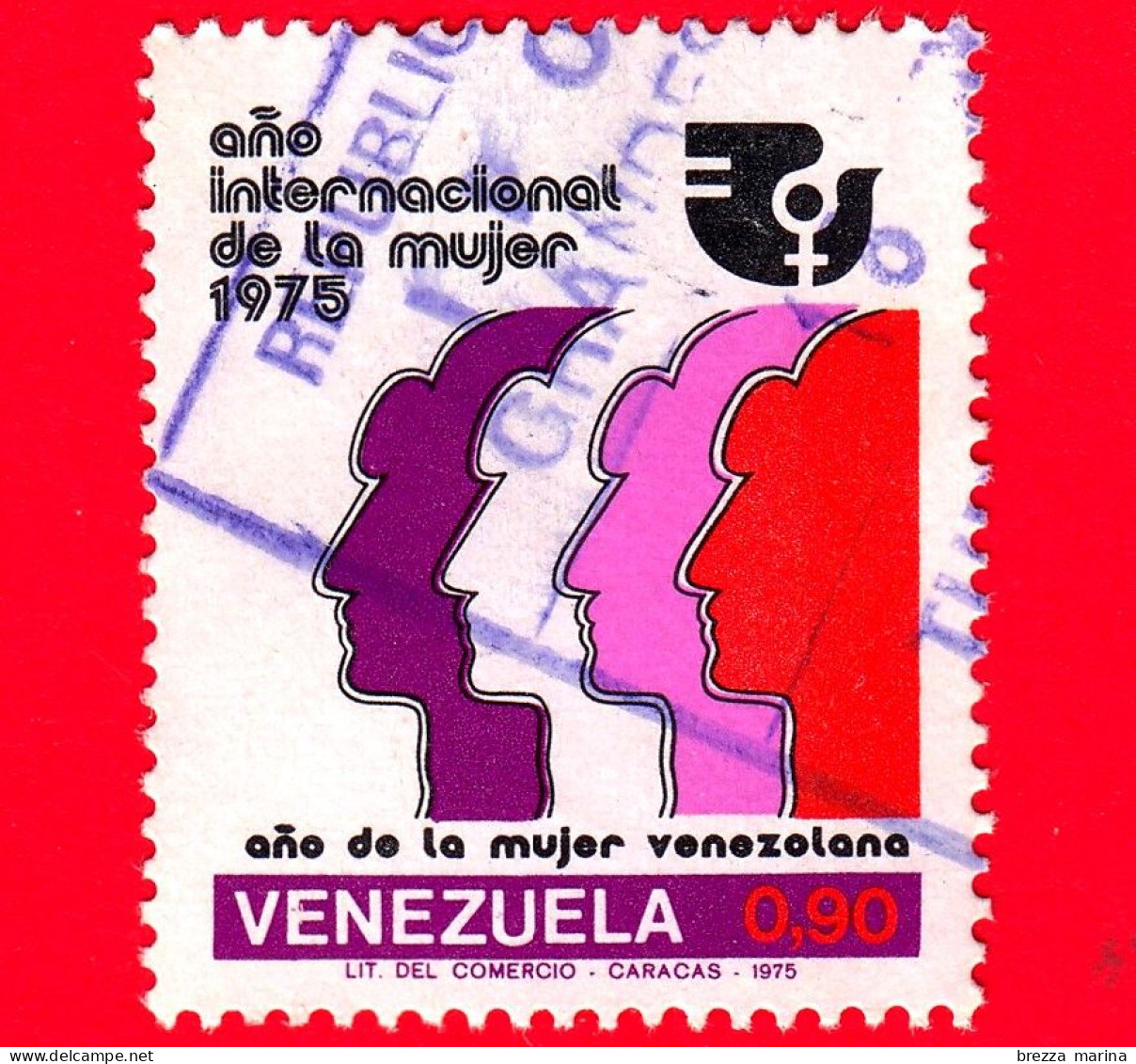 VENEZUELA - Usato - 1975 - Anno Internazionale Della Donna - Emblema Dell'IWY - 0.90 - Venezuela