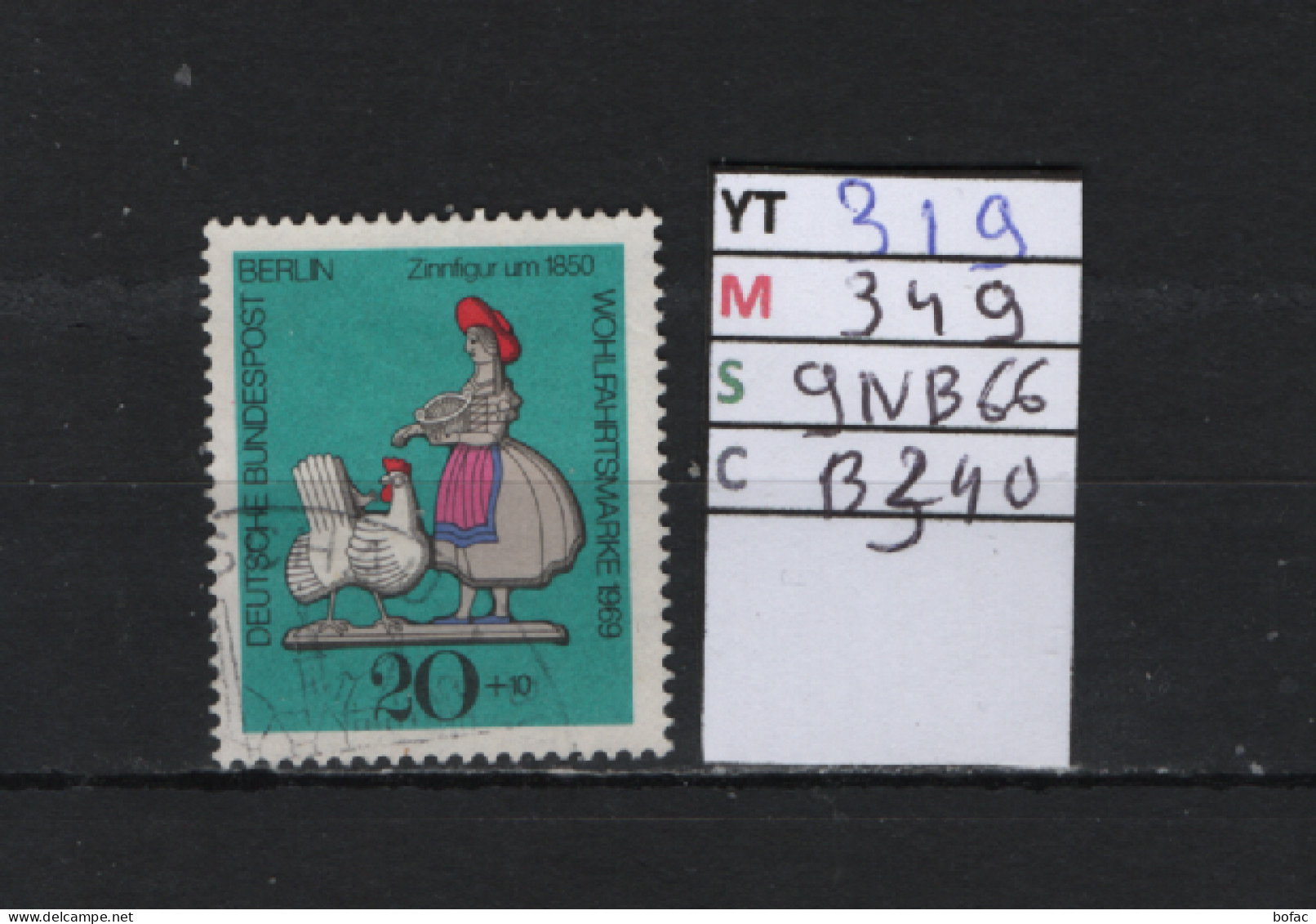 P. FIXE Obl 319 YT 349 MIC 9NB66 SCO B340 GIB Paysanne 1969 *Berlin* 75/02 - Gebruikt