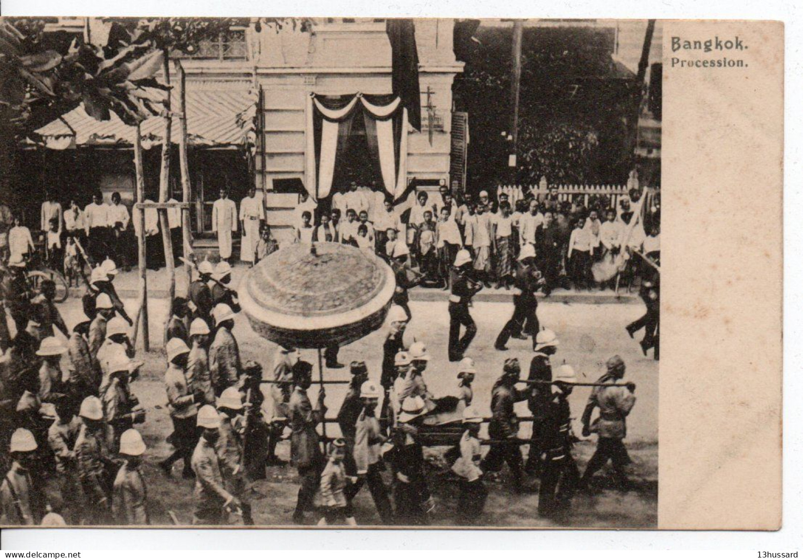 Carte Postale Ancienne Thaïlande - Bangkok. Procession - Thaïland
