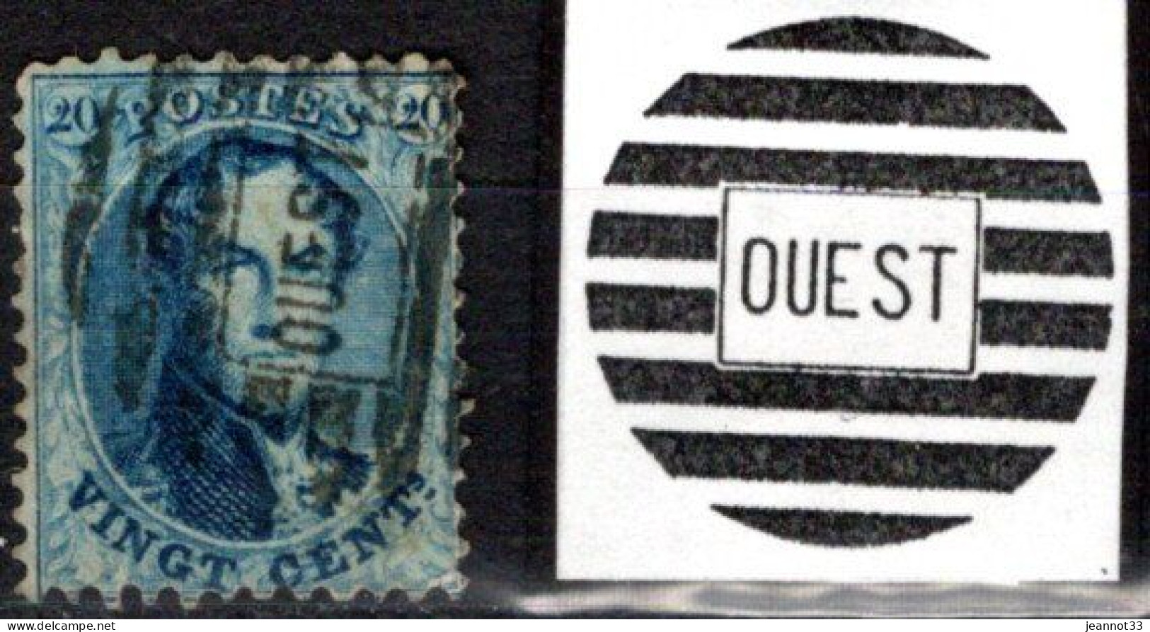 15A Oblitération OUEST - Cote 15,00 € - 1863-1864 Medallones (13/16)