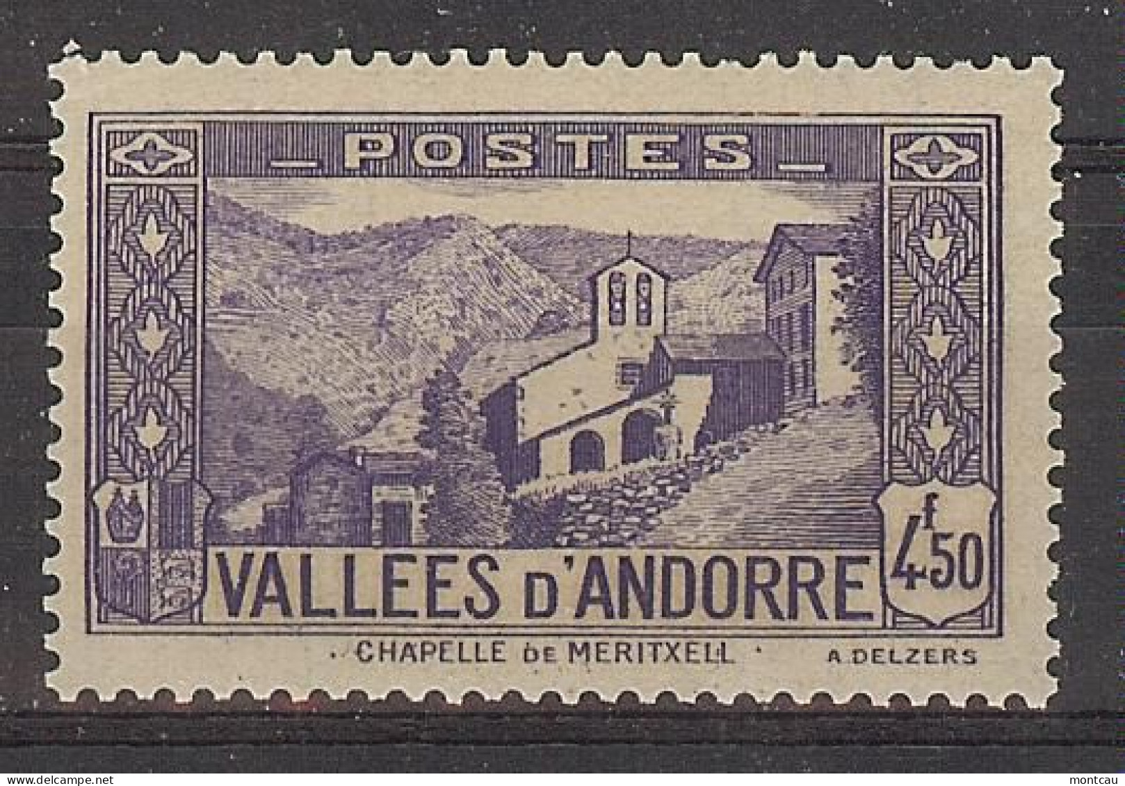 Andorra Fran. 1937 Paisajes 4,50 F Ed:92 (*) - Nuovi