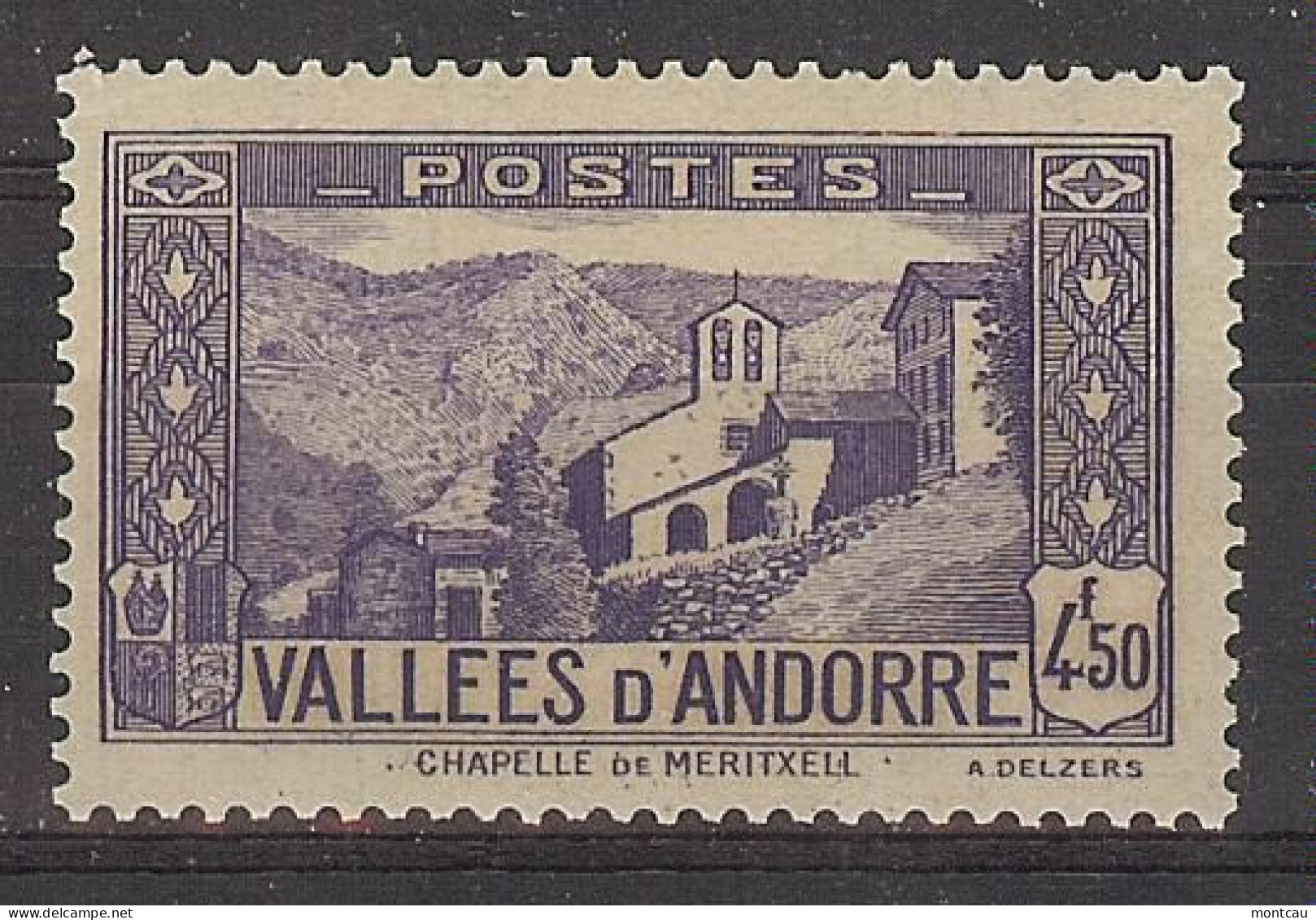 Andorra Fran. 1937 Paisajes 4,50 F Ed:92 (*) - Unused Stamps
