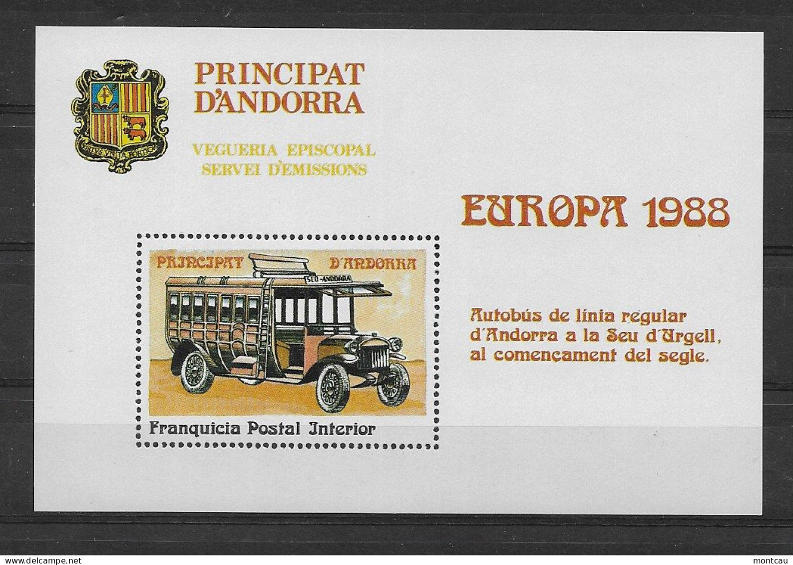 Andorra - 1988 - Vegueria Episcopal Europa - Vegueria Episcopal
