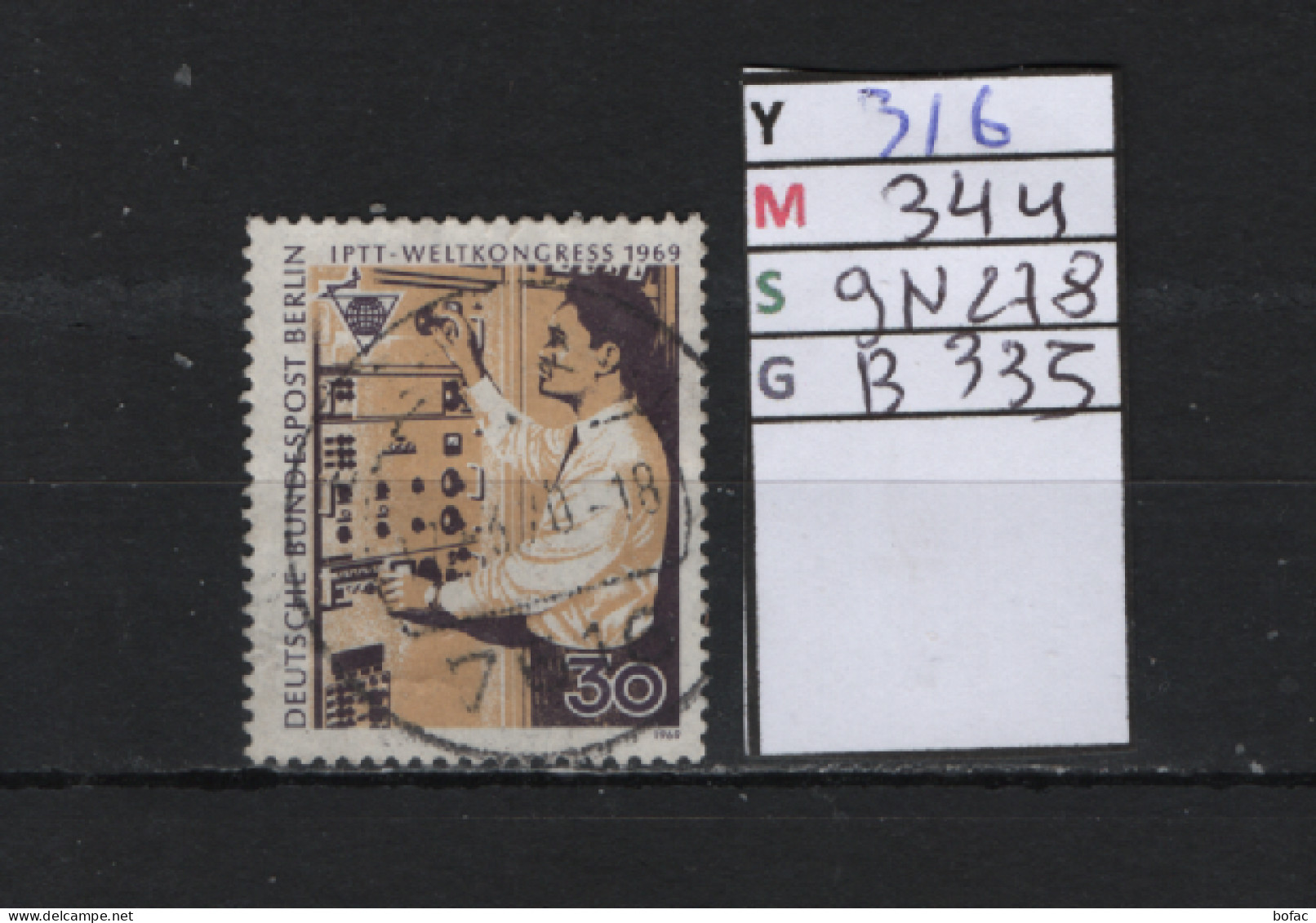 P. FIXE Obl 316 YT 344 MIC 9N278 SCO B335 GIB Technicien Asiatique 1969 *Berlin* 75/02 - Gebruikt