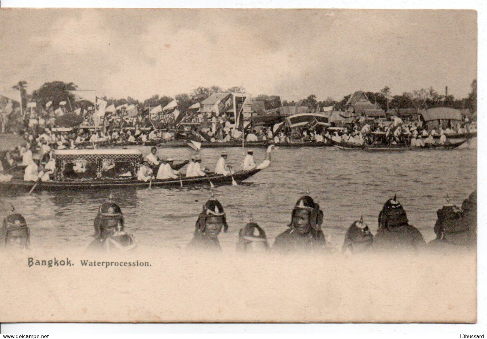 Carte Postale Ancienne Thaïlande - Bangkok. Waterprocession - Bateaux - Thaïlande
